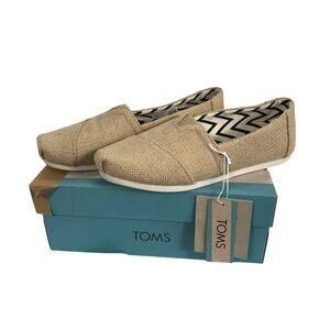 TOMS Women's Classic Alpargata Espadrille Flats Shoes Beige Burlap Size 6 NWT